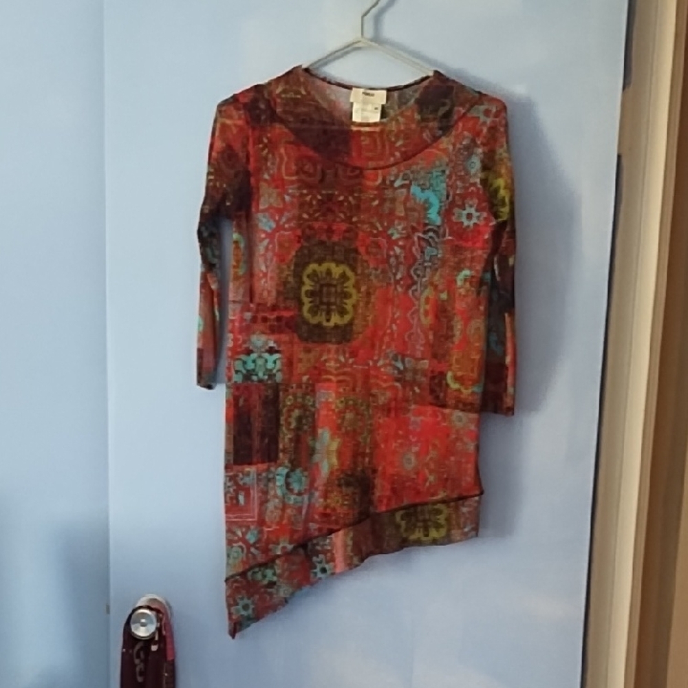 FUZZI Jean Paul Gaultier Multicolor Mesh Pullover Top M